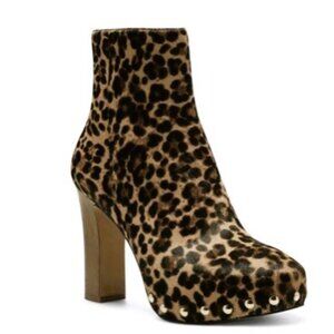 NWOT - Vince Camuto Nevvina Genuine Calf Hair Leopard Print Bootie, Caramel